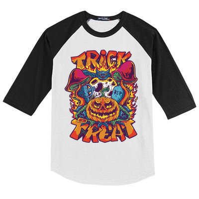 Trippy Halloween Trick Or Treat Kids Colorblock Raglan Jersey