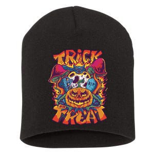 Trippy Halloween Trick Or Treat Short Acrylic Beanie