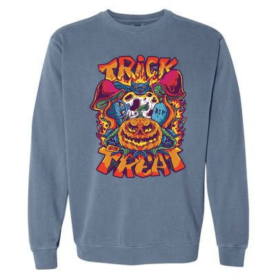 Trippy Halloween Trick Or Treat Garment-Dyed Sweatshirt