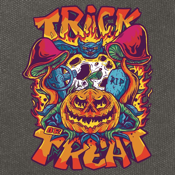 Trippy Halloween Trick Or Treat Cotton Canvas Backpack