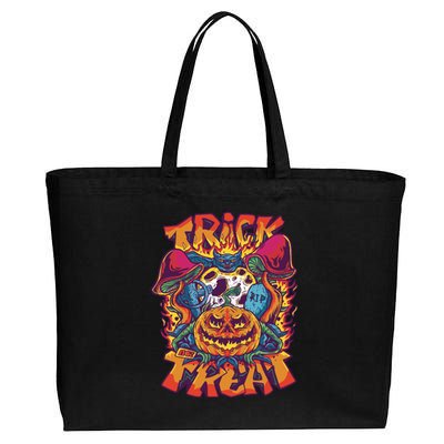 Trippy Halloween Trick Or Treat Cotton Canvas Jumbo Tote