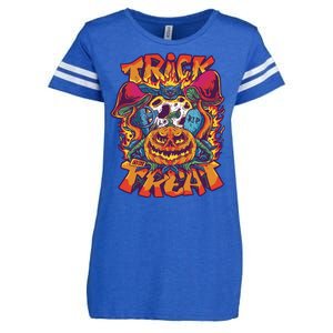 Trippy Halloween Trick Or Treat Enza Ladies Jersey Football T-Shirt