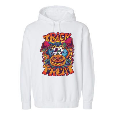 Trippy Halloween Trick Or Treat Garment-Dyed Fleece Hoodie