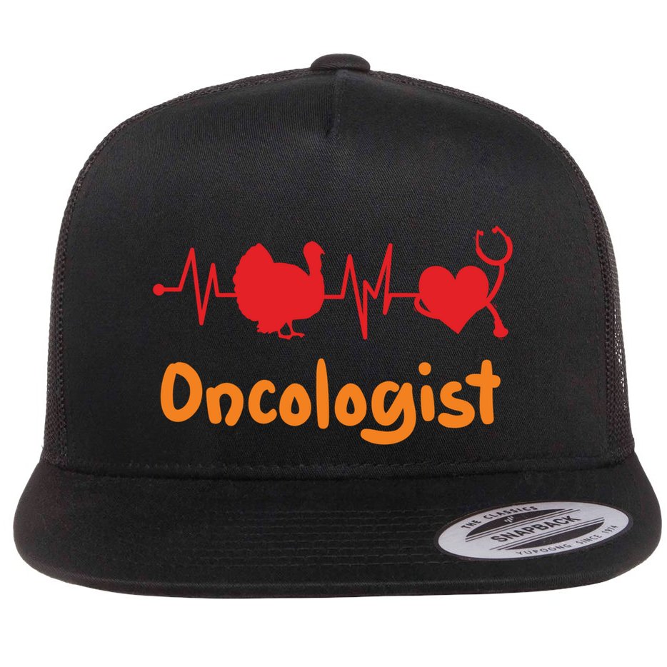 Thanksgiving Heartbeat Turkey Oncologist Doctor Medical Cute Gift Flat Bill Trucker Hat