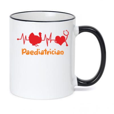 Thanksgiving Heartbeat Turkey Paediatrician Doctor Medical Funny Gift 11oz Black Color Changing Mug