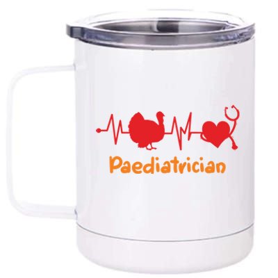 Thanksgiving Heartbeat Turkey Paediatrician Doctor Medical Funny Gift 12 oz Stainless Steel Tumbler Cup