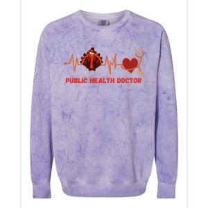 Thanksgiving Heartbeat Turkey Public Health Doctor Funny Gift Colorblast Crewneck Sweatshirt