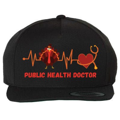 Thanksgiving Heartbeat Turkey Public Health Doctor Funny Gift Wool Snapback Cap