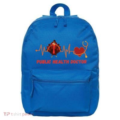 Thanksgiving Heartbeat Turkey Public Health Doctor Funny Gift 16 in Basic Backpack