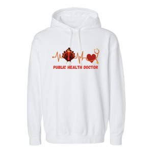 Thanksgiving Heartbeat Turkey Public Health Doctor Funny Gift Garment-Dyed Fleece Hoodie