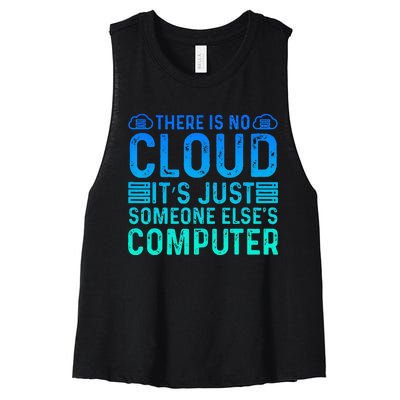 Tech Humor There Is No Cloud Just Someone Elses Computer Women's Racerback Cropped Tank