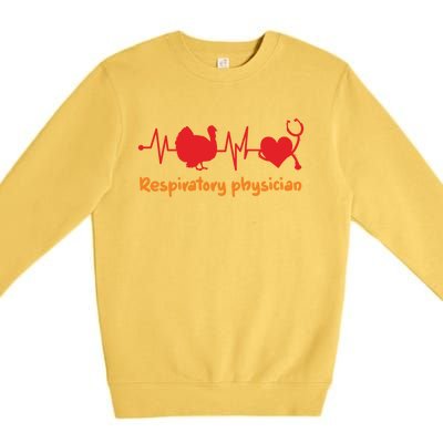 Thanksgiving Heartbeat Turkey Respiratory Physician Doctor Gift Premium Crewneck Sweatshirt