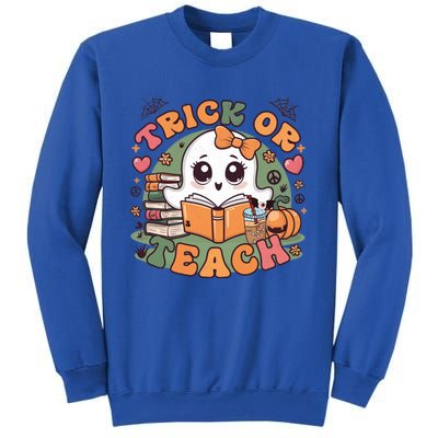 Teacher Halloween Trick Or Teach Cute Ghost Coffee Pumpkins Gift Sweatshirt