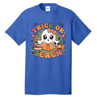 Teacher Halloween Trick Or Teach Cute Ghost Coffee Pumpkins Gift Tall T-Shirt