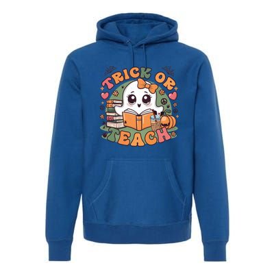 Teacher Halloween Trick Or Teach Cute Ghost Coffee Pumpkins Gift Premium Hoodie