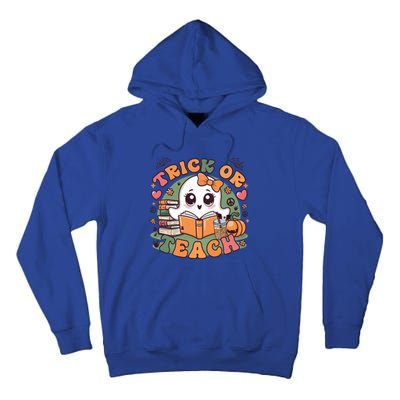 Teacher Halloween Trick Or Teach Cute Ghost Coffee Pumpkins Gift Tall Hoodie