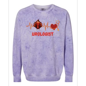 Thanksgiving Heartbeat Turkey Urologist Doctor For Cool Gift Colorblast Crewneck Sweatshirt