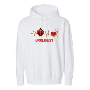 Thanksgiving Heartbeat Turkey Urologist Doctor For Cool Gift Garment-Dyed Fleece Hoodie