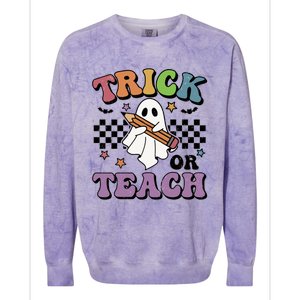 Teacher Halloween Trick Or Teach Cute Ghost Gift Colorblast Crewneck Sweatshirt