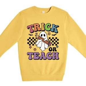 Teacher Halloween Trick Or Teach Cute Ghost Gift Premium Crewneck Sweatshirt