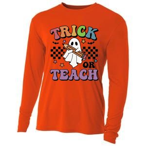 Teacher Halloween Trick Or Teach Cute Ghost Gift Cooling Performance Long Sleeve Crew