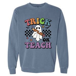 Teacher Halloween Trick Or Teach Cute Ghost Gift Garment-Dyed Sweatshirt