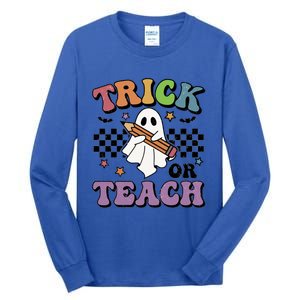 Teacher Halloween Trick Or Teach Cute Ghost Gift Tall Long Sleeve T-Shirt