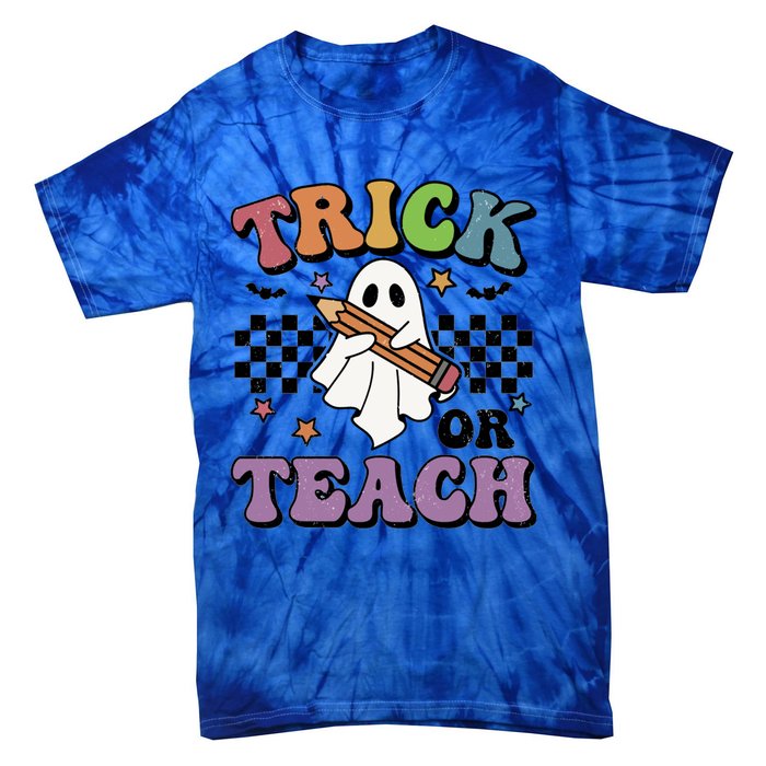 Teacher Halloween Trick Or Teach Cute Ghost Gift Tie-Dye T-Shirt