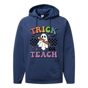 Teacher Halloween Trick Or Teach Cute Ghost Gift Performance Fleece Hoodie