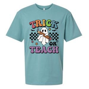 Teacher Halloween Trick Or Teach Cute Ghost Gift Sueded Cloud Jersey T-Shirt