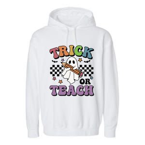 Teacher Halloween Trick Or Teach Cute Ghost Gift Garment-Dyed Fleece Hoodie