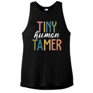 Tiny Human Tamer Kindergarten Teacher Ladies PosiCharge Tri-Blend Wicking Tank