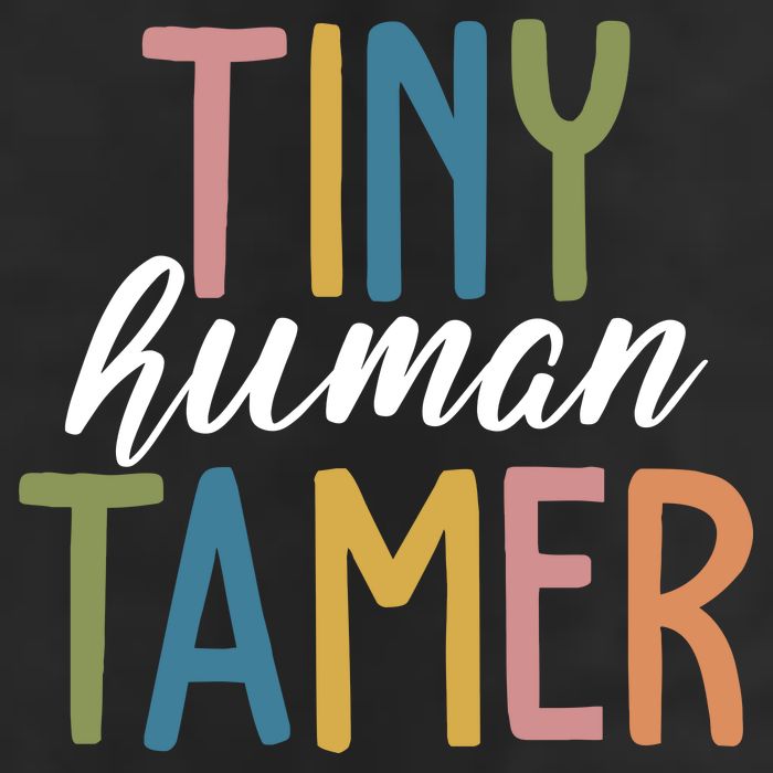 Tiny Human Tamer Kindergarten Teacher 7 Panel Mesh Trucker Snapback Hat
