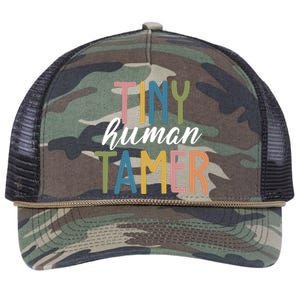 Tiny Human Tamer Kindergarten Teacher Retro Rope Trucker Hat Cap