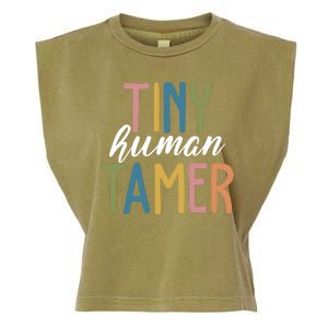 Tiny Human Tamer Kindergarten Teacher Garment-Dyed Women's Muscle Tee