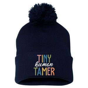 Tiny Human Tamer Kindergarten Teacher Pom Pom 12in Knit Beanie