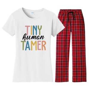 Tiny Human Tamer Kindergarten Teacher Women's Flannel Pajama Set