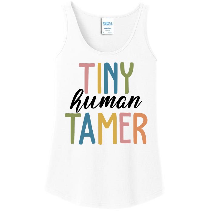 Tiny Human Tamer Kindergarten Teacher Ladies Essential Tank