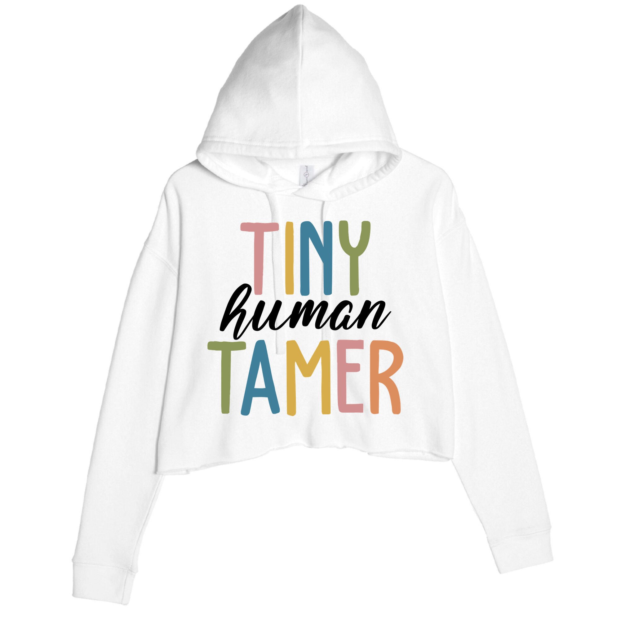 Tiny Human Tamer Kindergarten Teacher Crop Fleece Hoodie