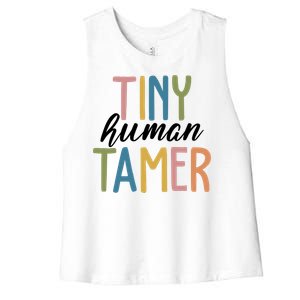 Tiny Human Tamer Kindergarten Teacher Women's Racerback Cropped Tank