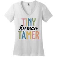 Tiny Human Tamer Kindergarten Teacher Women's V-Neck T-Shirt