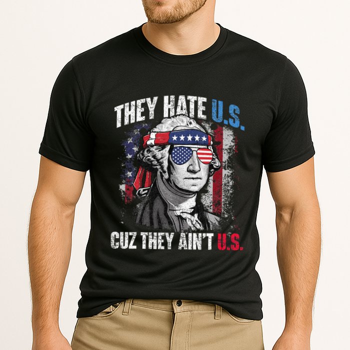 They Hate Us Cuz They Ain't Us USA American Flag 4th of July Cooling Performance Crew T-Shirt