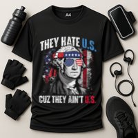 They Hate Us Cuz They Ain't Us USA American Flag 4th of July Cooling Performance Crew T-Shirt