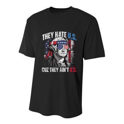They Hate Us Cuz They Ain't Us USA American Flag 4th of July Youth Performance Sprint T-Shirt