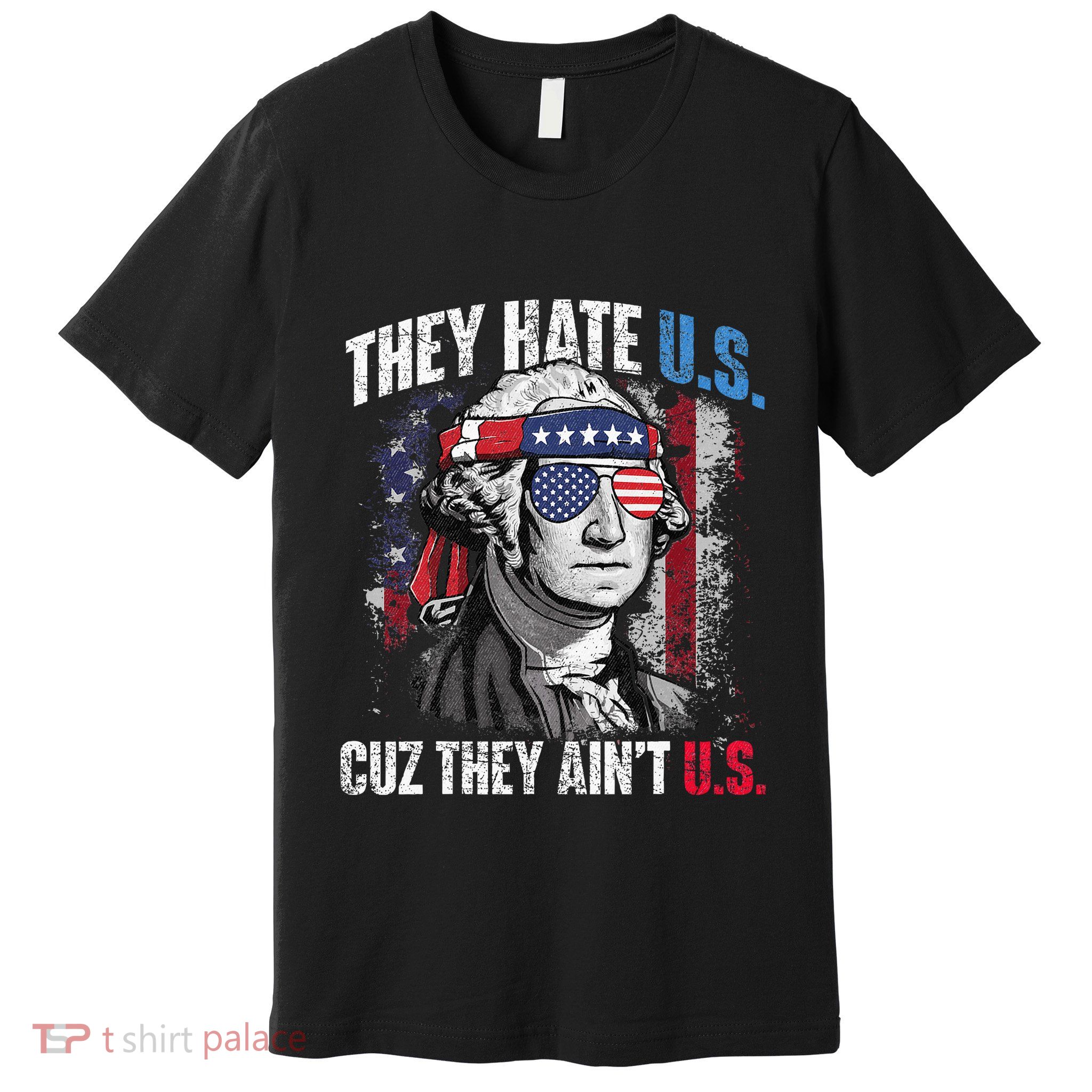 They Hate Us Cuz They Ain't Us USA American Flag 4th of July Premium T-Shirt