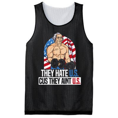 They Hate Us Cuz They AinT Us America Usa Flag Mesh Reversible Basketball Jersey Tank