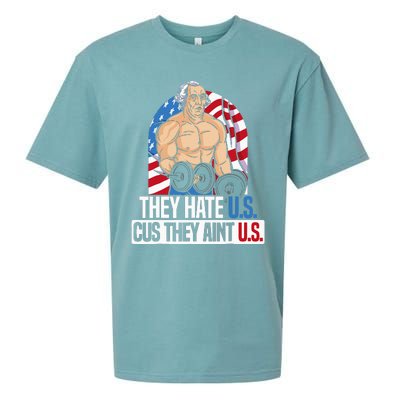 They Hate Us Cuz They AinT Us America Usa Flag Sueded Cloud Jersey T-Shirt