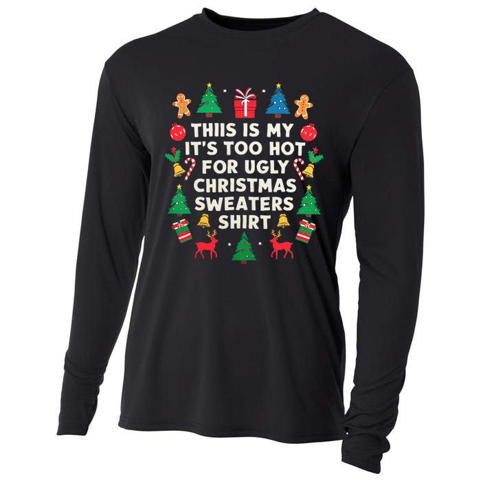 Too Hot Ugly Christmas Sweaters Funny Women Family Gifts Cooling Performance Long Sleeve Crew