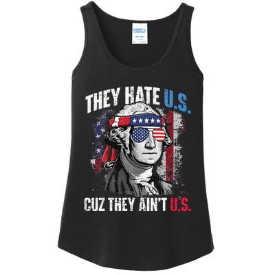 They Hate Us Cuz They Aint Us USA American Flag 4th Of July Ladies Essential Tank