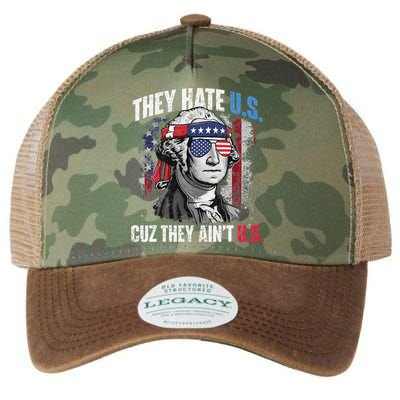 They Hate Us Cuz They Ain't Us USA American Flag 4th of July Legacy Tie Dye Trucker Hat